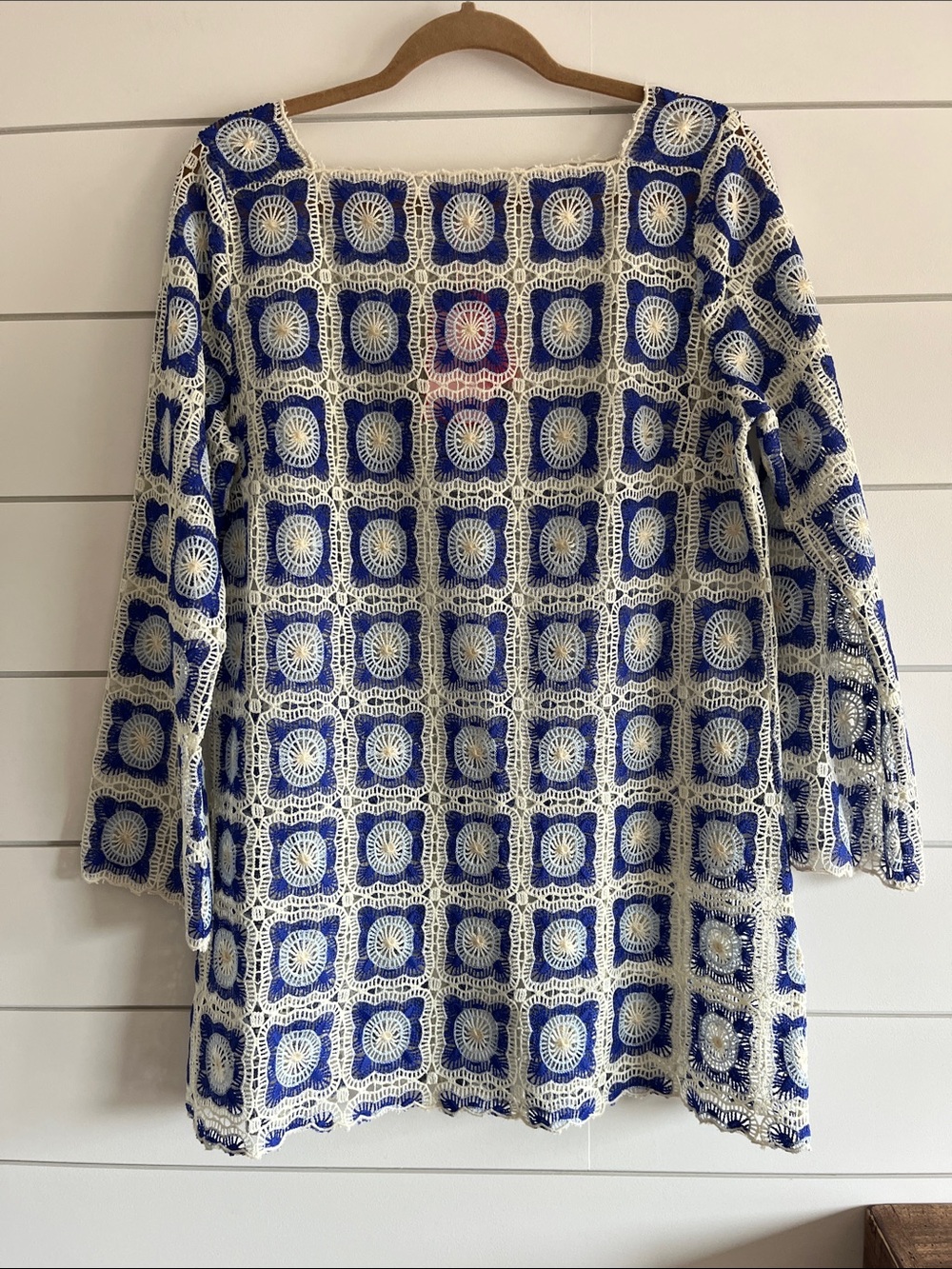 Chelsea & Violet Navy and White Crochet Mini Dress NWT Size Large